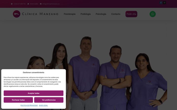 Captura de ecrã de clinicamanzano.es