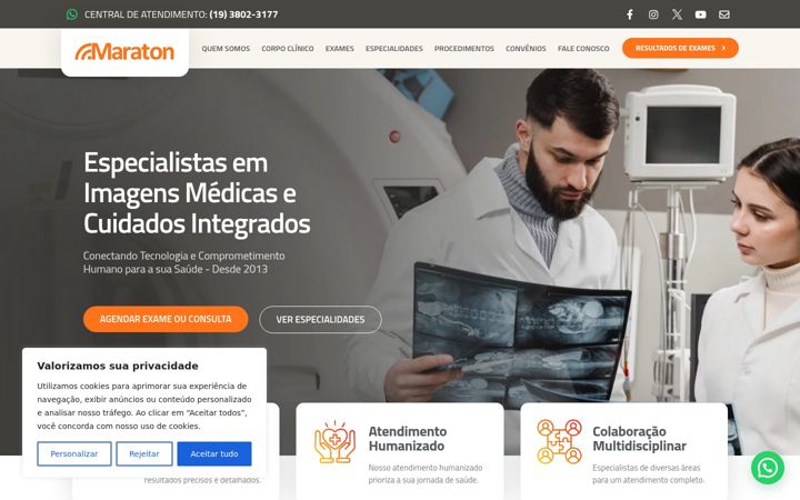 Screenshot of clinicamaraton.com.br