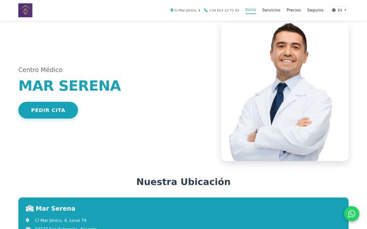 Screenshot of clinicamarserena.com