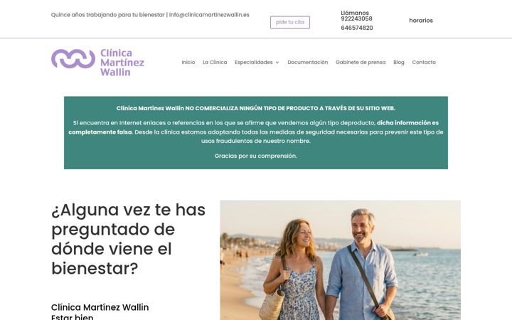 Screenshot of clinicamartinezwallin.es
