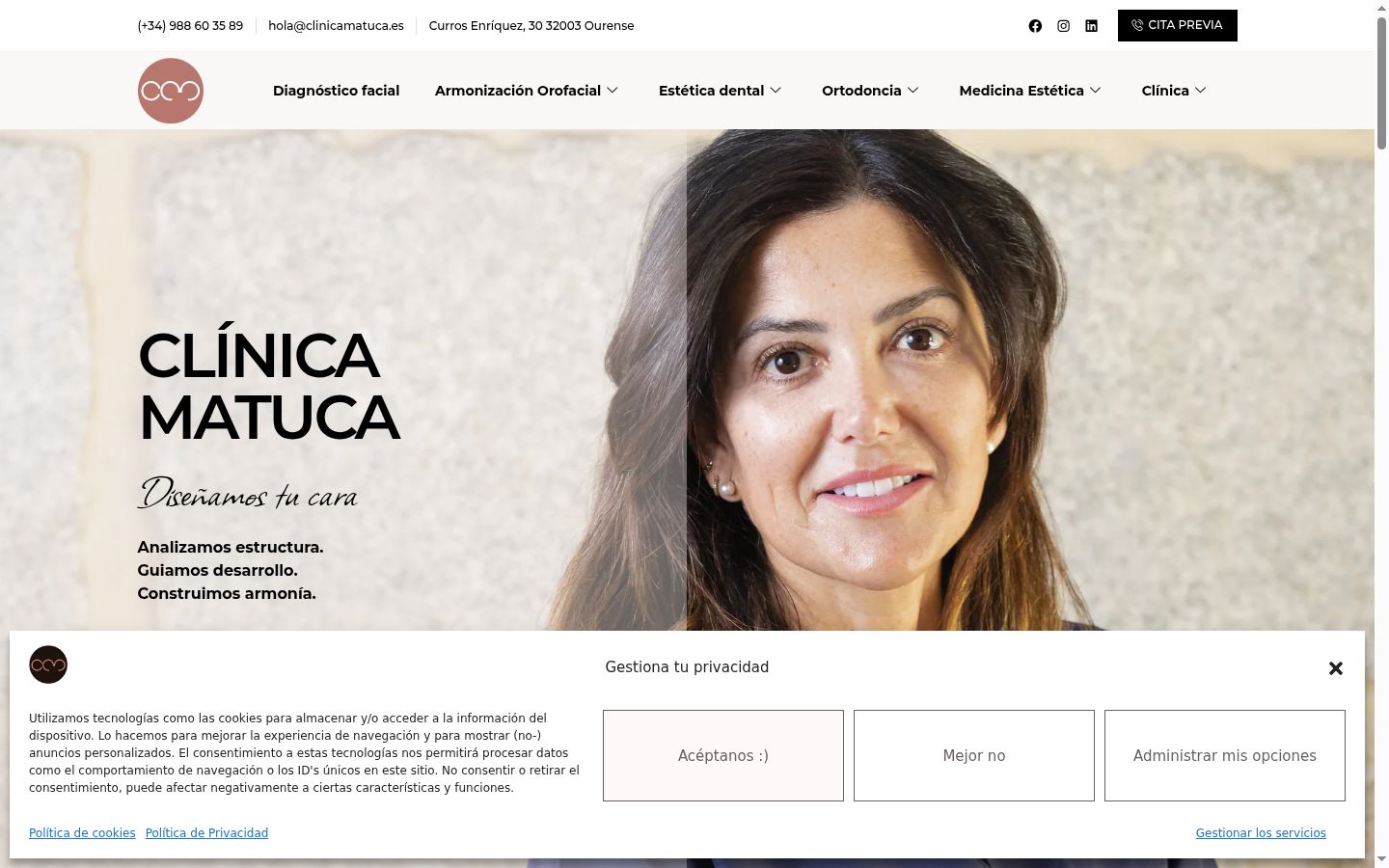 Captura de ecrã do banner de consentimento apresentado antes de qualquer interação