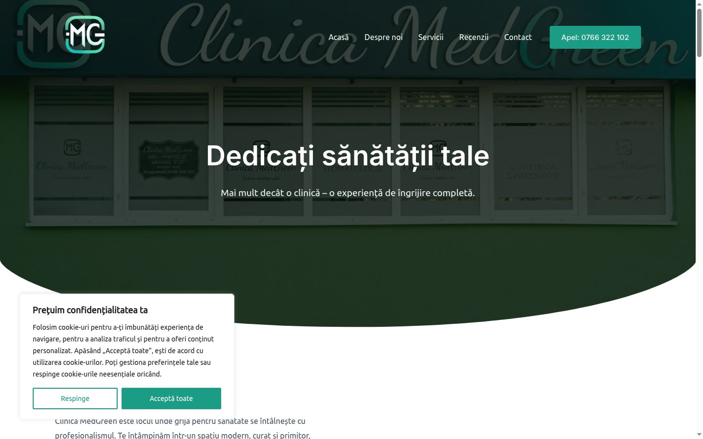 Captura de ecrã do banner de consentimento apresentado antes de qualquer interação
