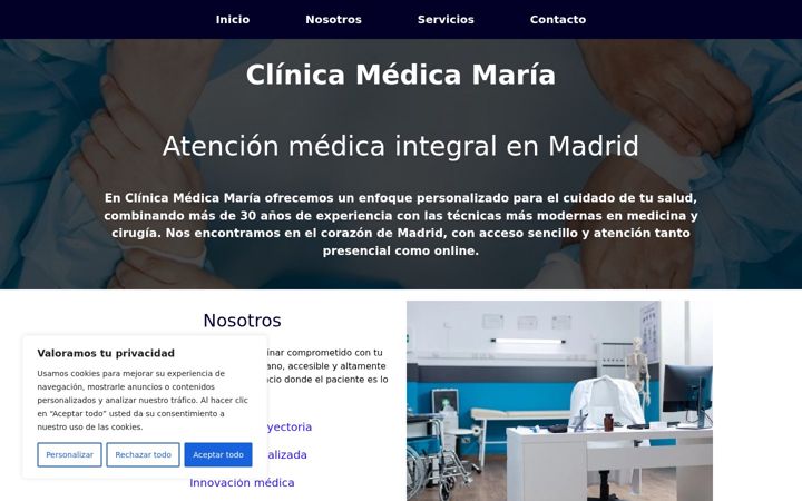 Screenshot of clinicamedica-maria.es