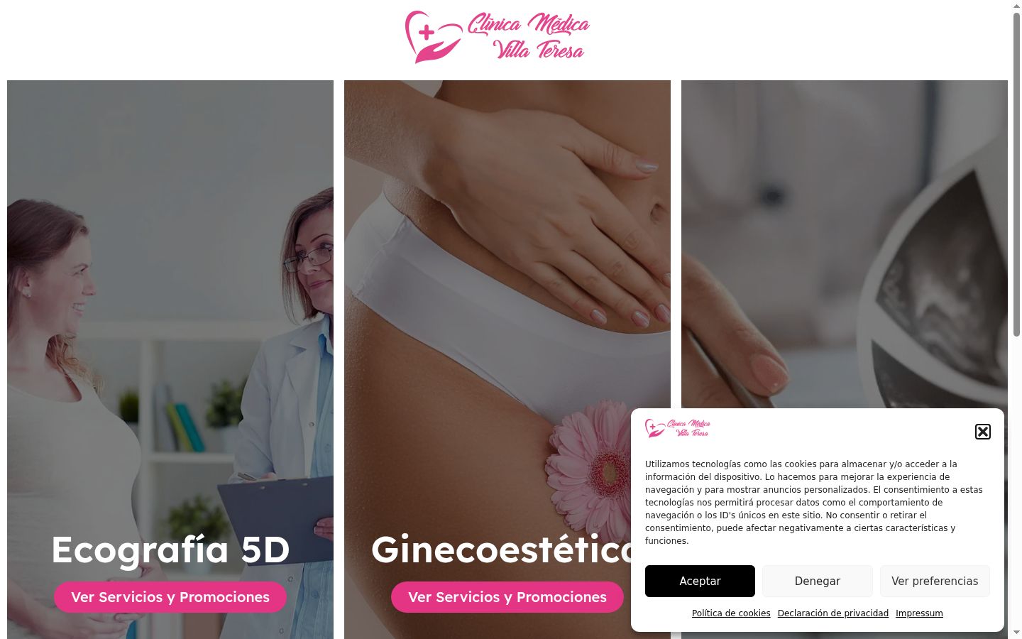 Captura de ecrã do banner de consentimento apresentado antes de qualquer interação