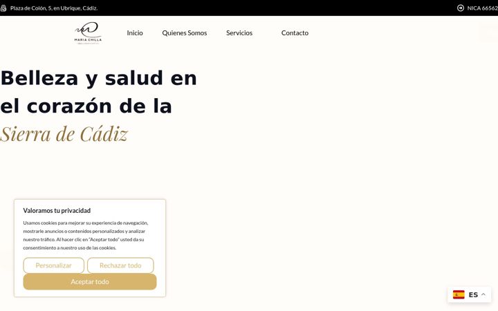 Screenshot of clinicamedicoesteticamariachilla.es