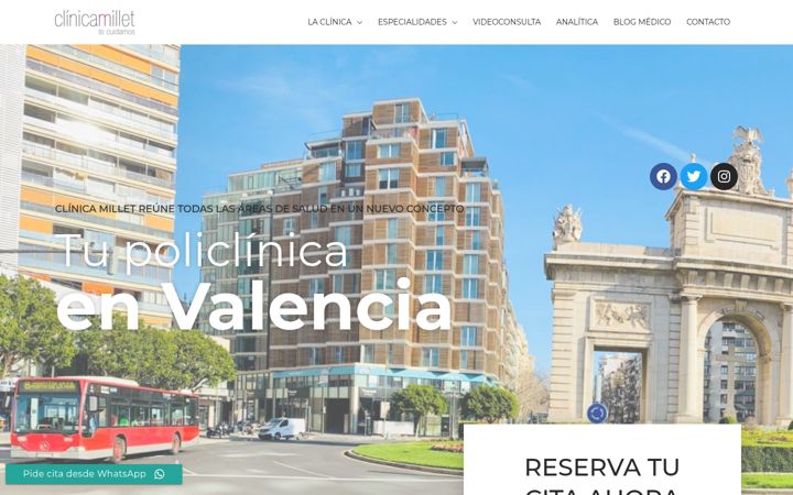 Captura de ecrã de clinicamillet.es