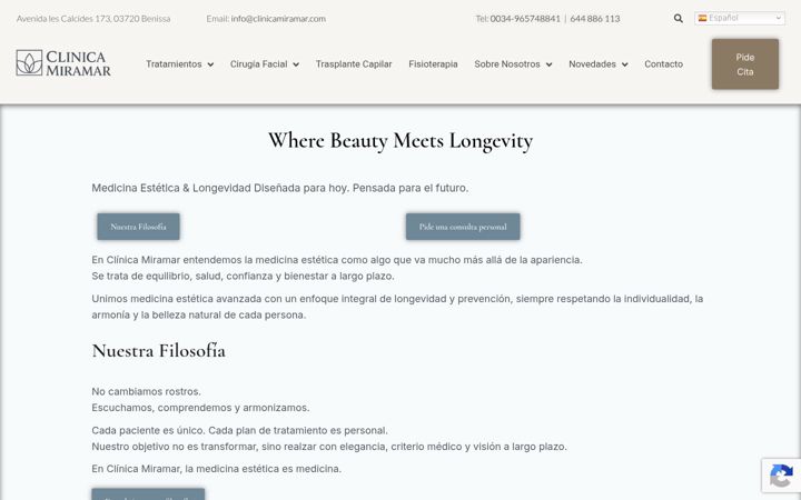 Screenshot of clinicamiramar.com