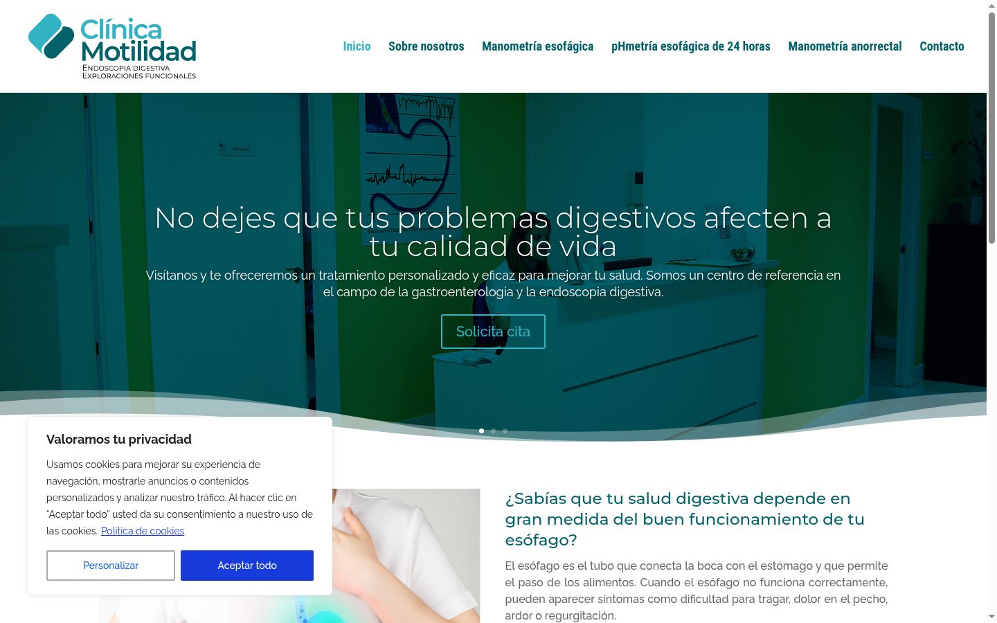 Captura de ecrã do banner de consentimento apresentado antes de qualquer interação