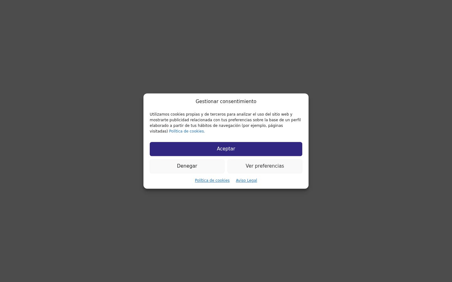 Captura de ecrã do banner de consentimento apresentado antes de qualquer interação
