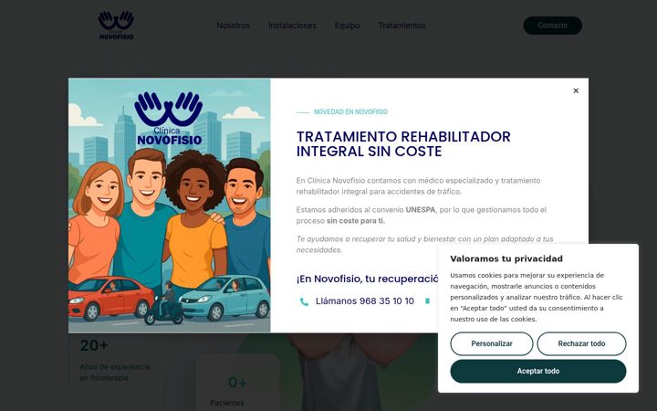Screenshot of clinicanovofisio.com
