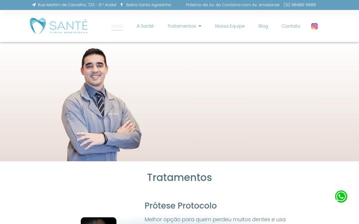 Skjámynd af clinicaodontologicasante.com.br