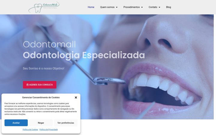 Skjámynd af clinicaodontomall.com.br