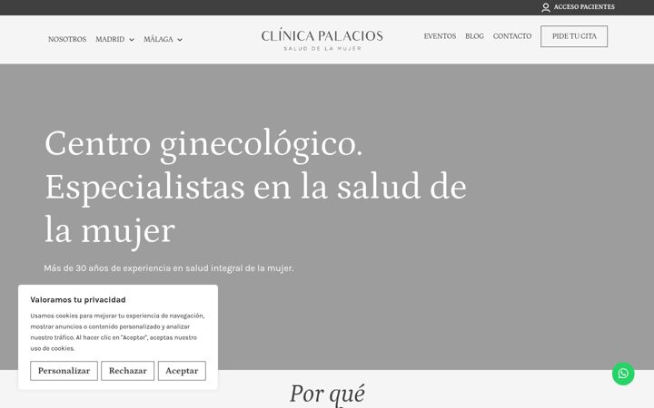 Screenshot of clinicapalacios.com
