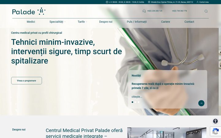 Zrzut ekranu clinicapalade.ro