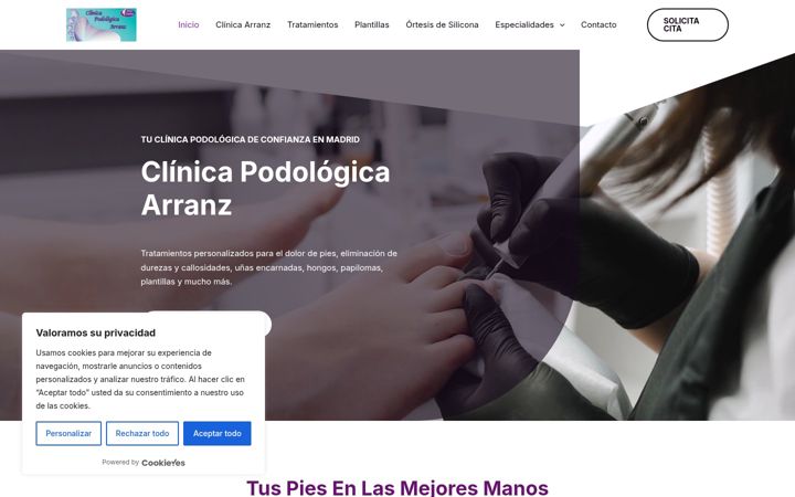Ekraanipilt saidist clinicapodologicaarranz.es