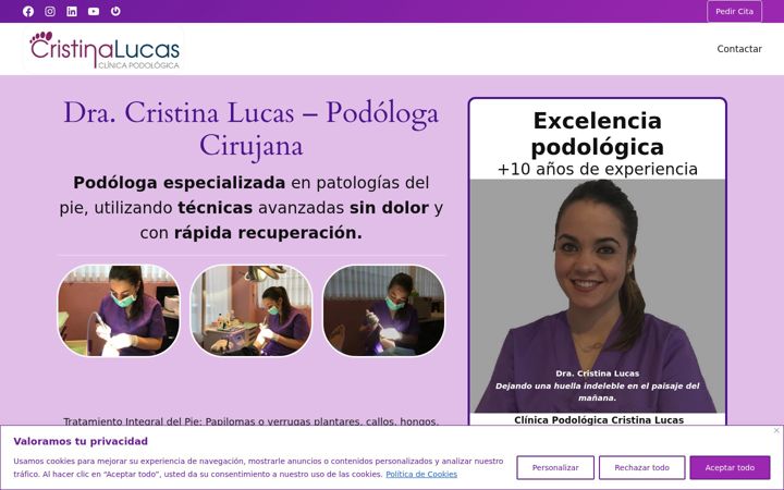 Screenshot of clinicapodologicacristinalucas.es