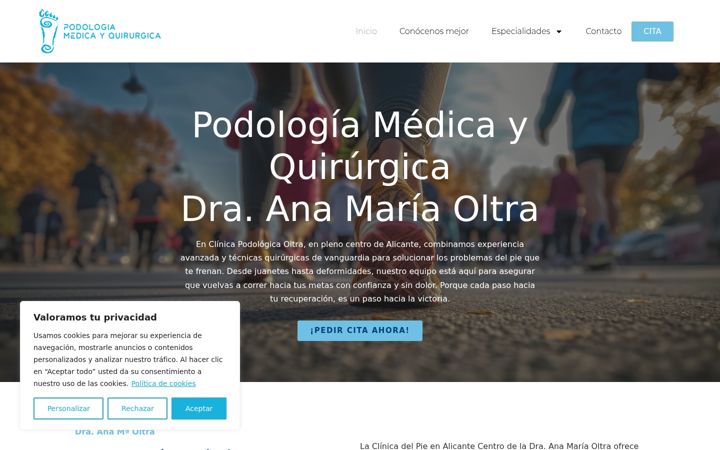 Captura de ecrã de clinicapodologicaoltra.es