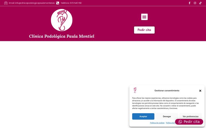 Captura de ecrã de clinicapodologicapaulamontiel.es