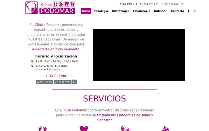 Captura de ecrã de clinicapodomar.es