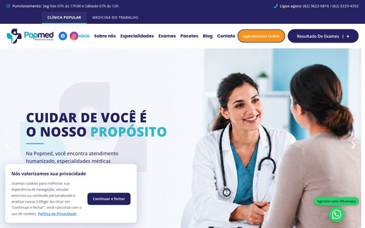 Captura de pantalla de clinicapopmed.com.br