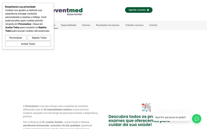 Screenshot stránky clinicapreventmed.com.br