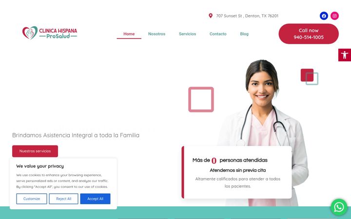 Screenshot of clinicaprosaludtx.com