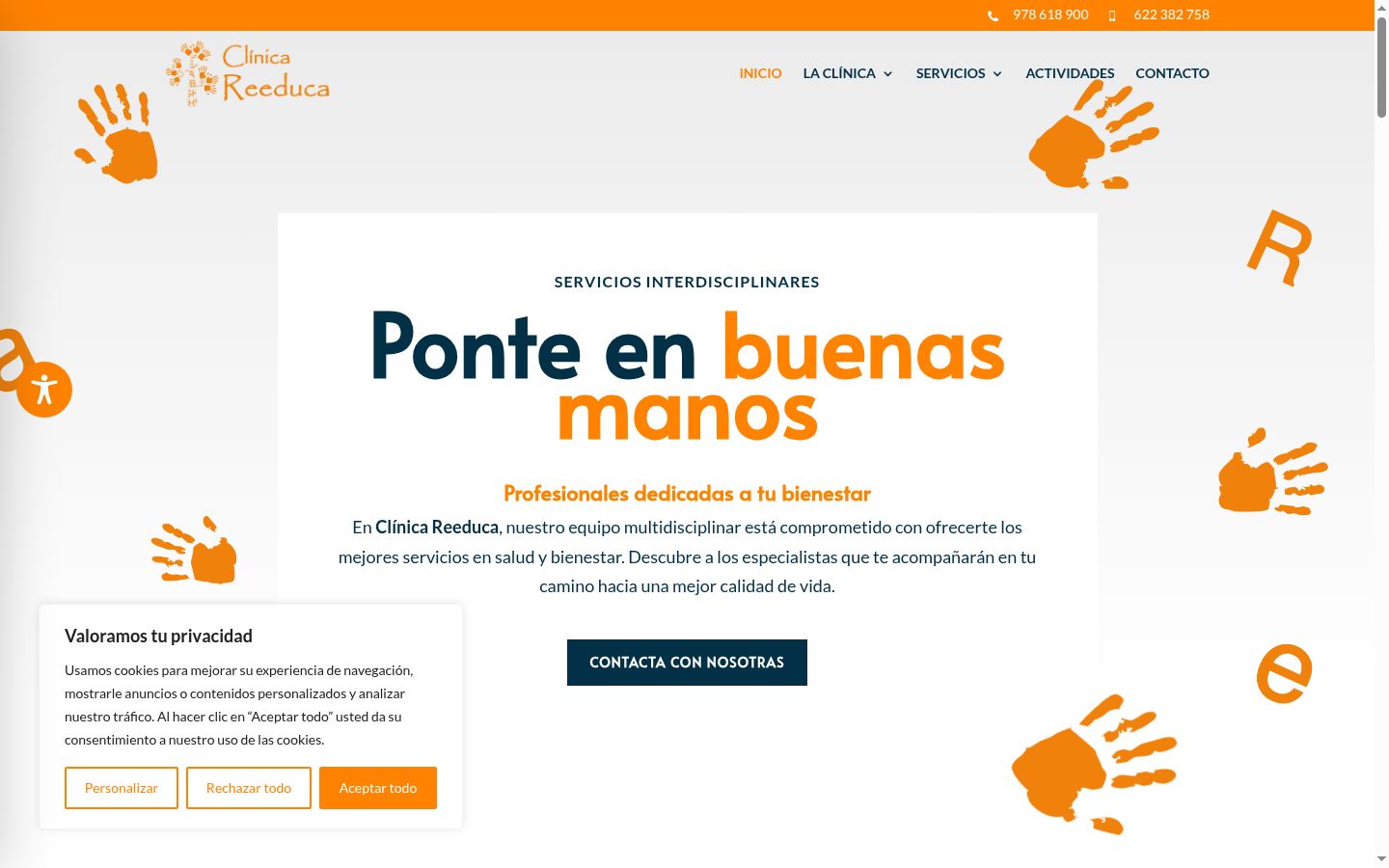 Captura de pantalla del banner de consentimiento mostrado antes de cualquier interacción