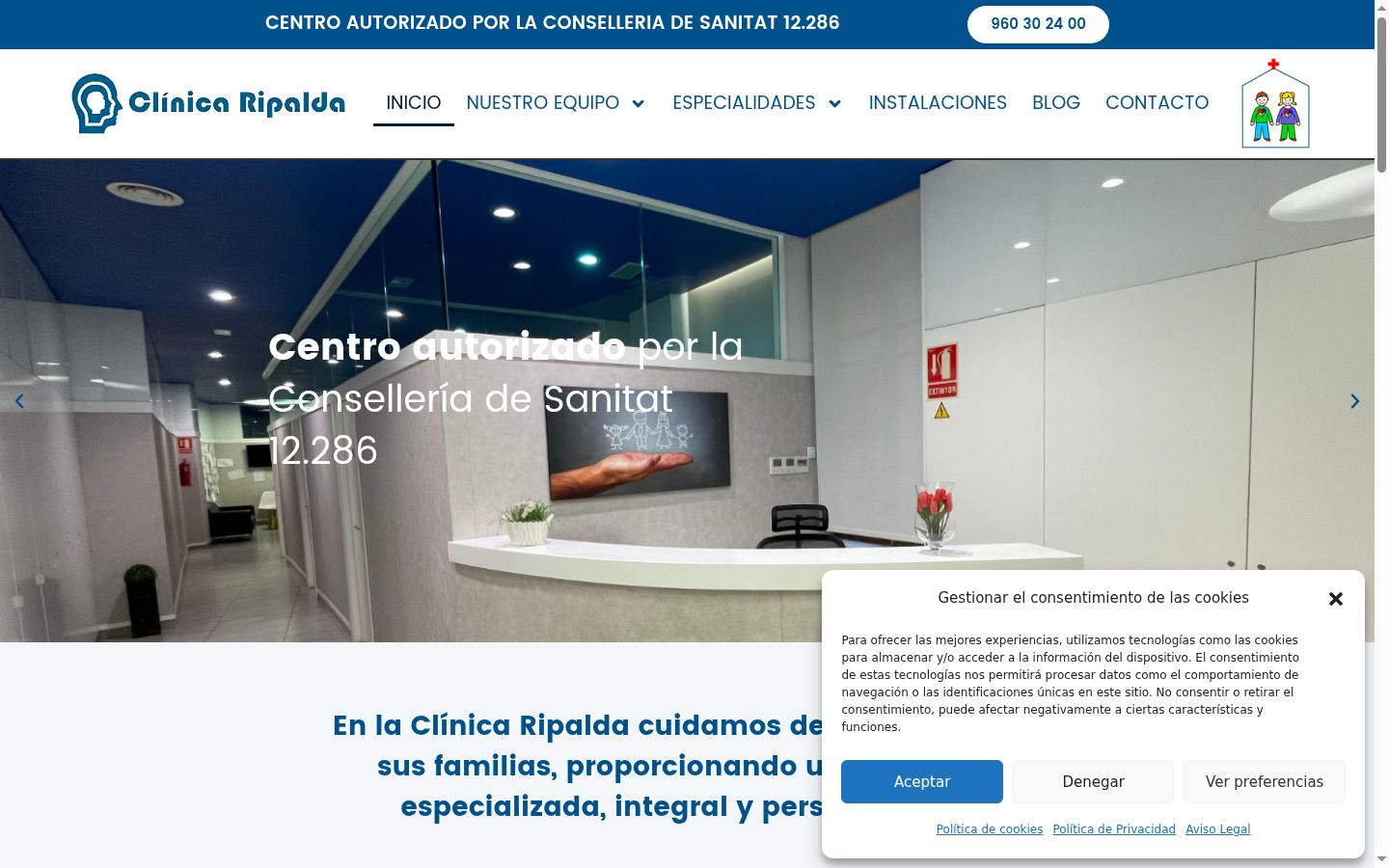 Captura de ecrã do banner de consentimento apresentado antes de qualquer interação