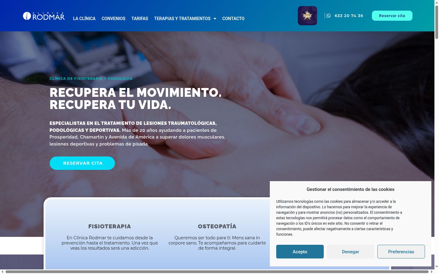 Captura de ecrã do banner de consentimento apresentado antes de qualquer interação