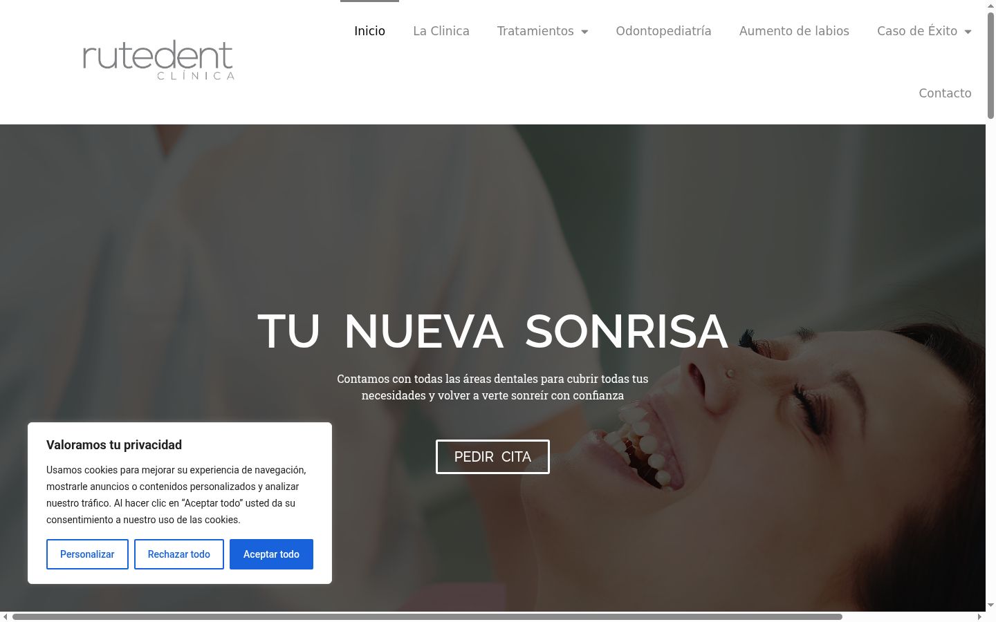 Captura de ecrã do banner de consentimento apresentado antes de qualquer interação