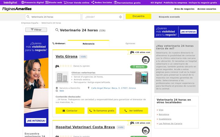 Screenshot of clinicas-veterinario.es