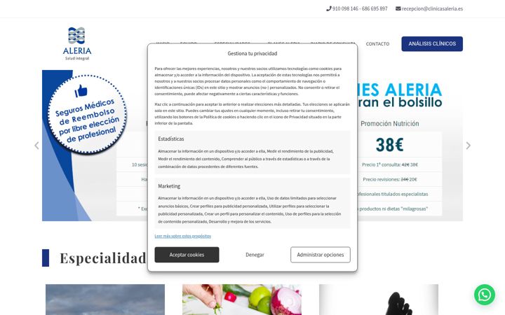 Screenshot of clinicasaleria.es