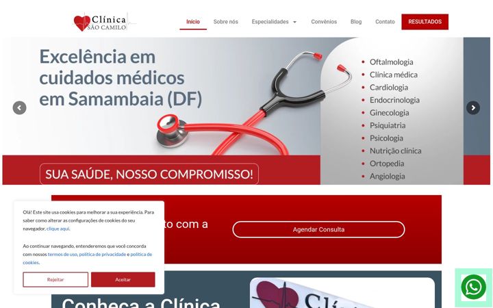 Screenshot of clinicasaocamilodf.com.br
