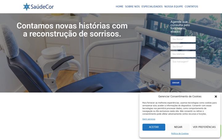 Screenshot of clinicasaudecor.com.br