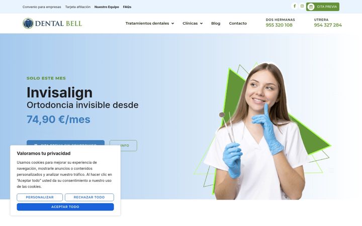 Screenshot του clinicasdentalbell.es