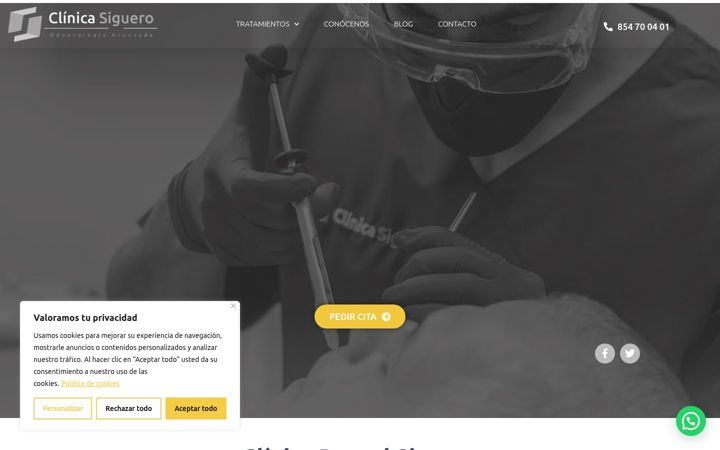 Posnetek zaslona clinicasiguero.es