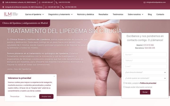Screenshot of clinicasimarro.com