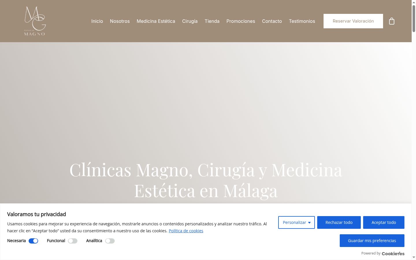 Screenshot del banner di consenso mostrato prima di qualsiasi interazione