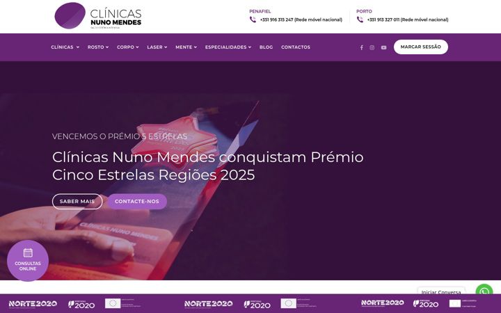 Zrzut ekranu clinicasnunomendes.pt