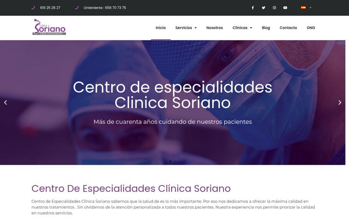 Screenshot of clinicasoriano.com