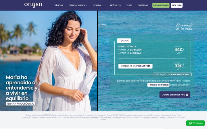 Screenshot of clinicasorigen.es