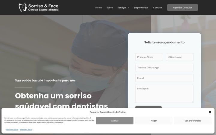 Screenshot of clinicasorrisoeface.com.br