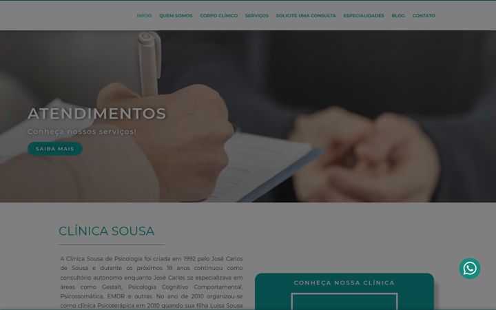 Screenshot of clinicasousadepsicologia.com.br