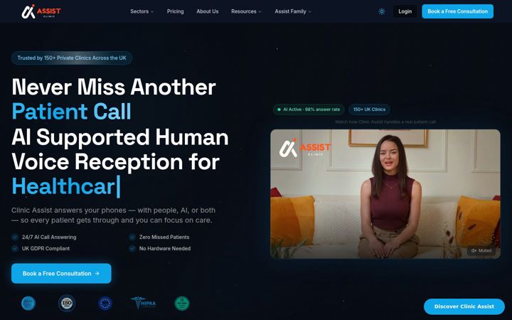 Snímek obrazovky clinicassist.io