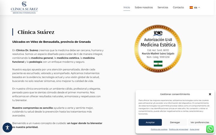 Screenshot of clinicasuarezestetica.es