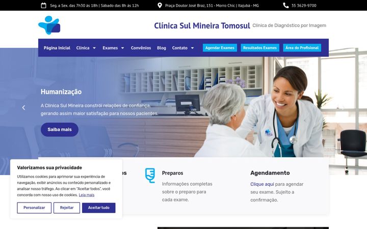 Screenshot of clinicasulmineiratomosul.com.br