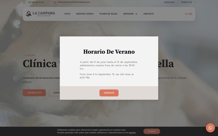 Screenshot of clinicasveterinariasmarbella.com