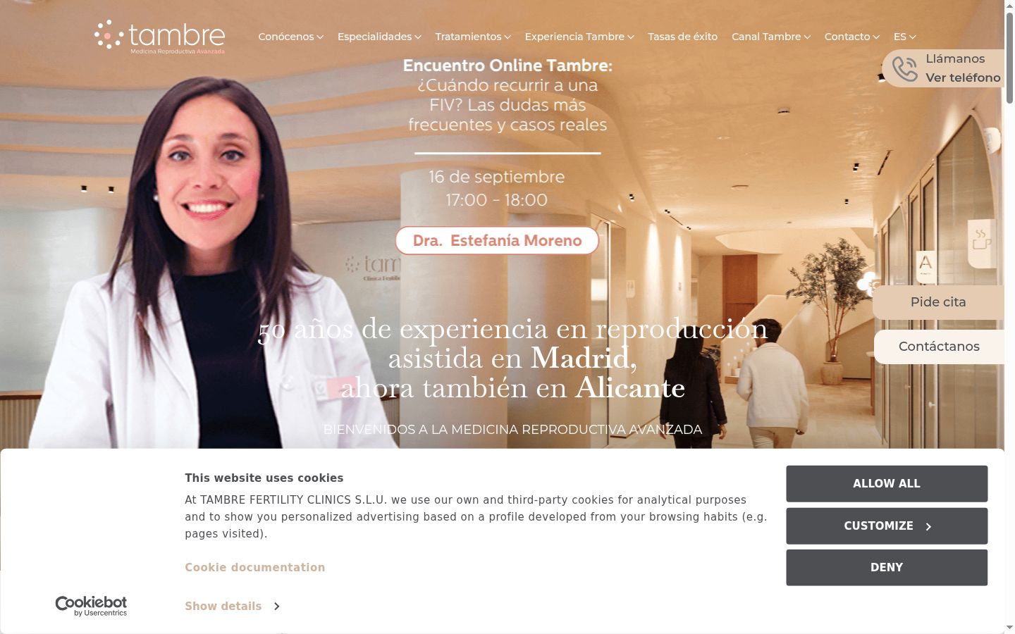 Captura de ecrã do banner de consentimento apresentado antes de qualquer interação