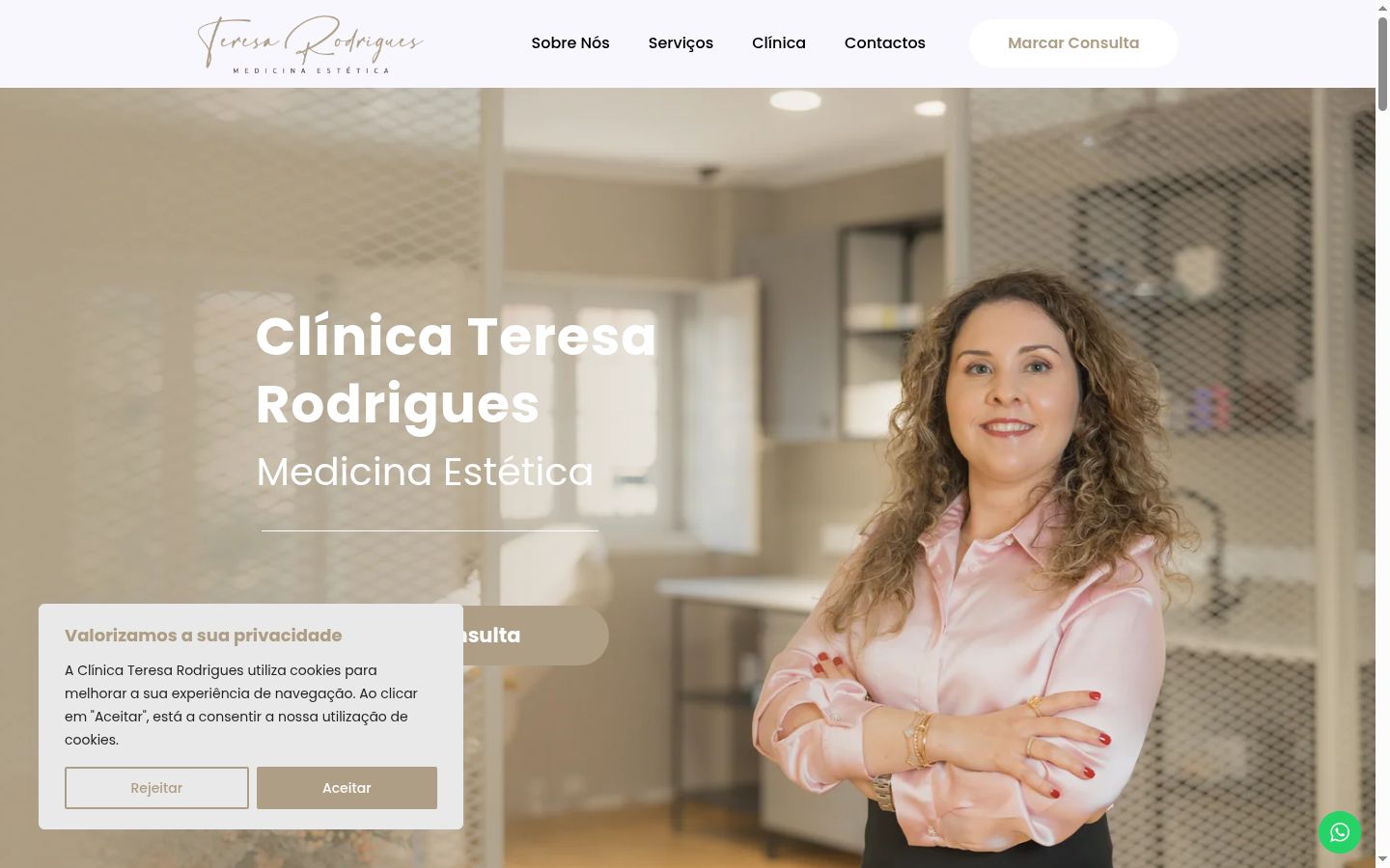 Captura de ecrã do banner de consentimento apresentado antes de qualquer interação