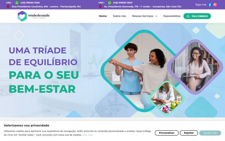 Ekrānuzņēmums no clinicatriadedasaude.com.br